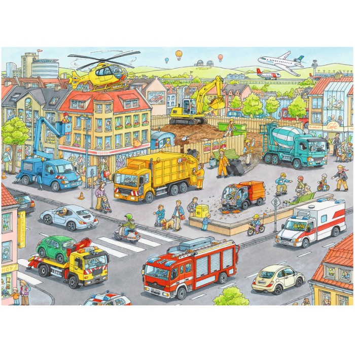 Puzzle Ravensburger-10558 Véhicules de la Ville