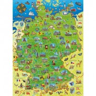 Puzzle  Ravensburger-13337 Pièces XXL - Carte de l'Allemagne Colorée