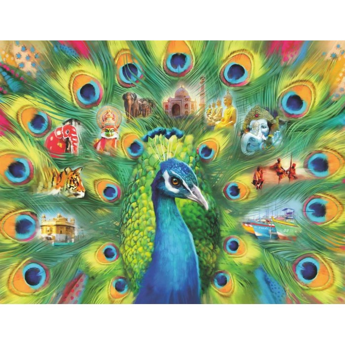 Puzzle Ravensburger-16567 Au Pays des Paons