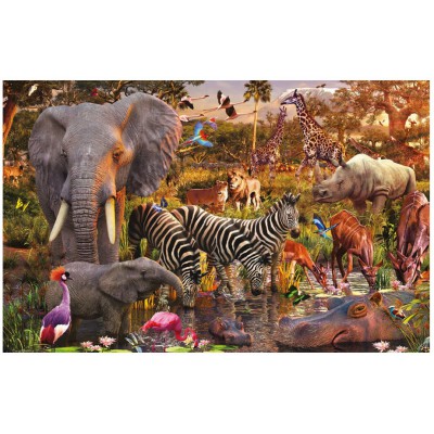 Puzzle Ravensburger-17037 Le monde animal africain