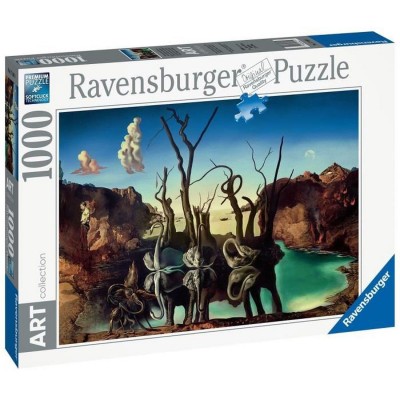 Puzzle Ravensburger-17180 Art Collection - Dali - Cygnes se reflétant en éléphants