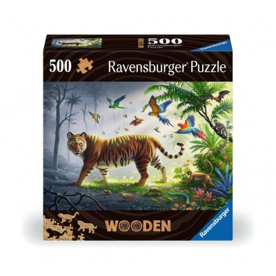 Ravensburger-17514 Puzzle en bois - Tigre dans la Jungle