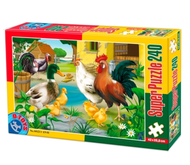 Puzzle Dtoys-60211-AN-01 Animaux de la ferme : poule, coq, canard, poussins et dindons