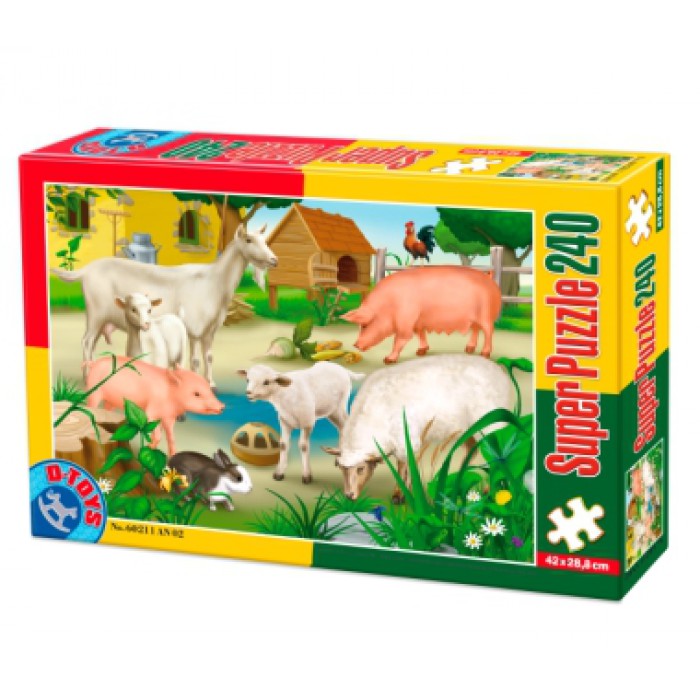 Puzzle Dtoys-60211-AN-02 Animaux de la ferme : Cochons, moutons et lapins