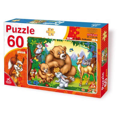 Puzzle Dtoys-61478 La famille ours avec les animaux de la forêt