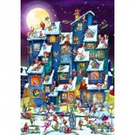 Puzzle  DToys-70869 Cartoon Collection - Pagaille de Noël