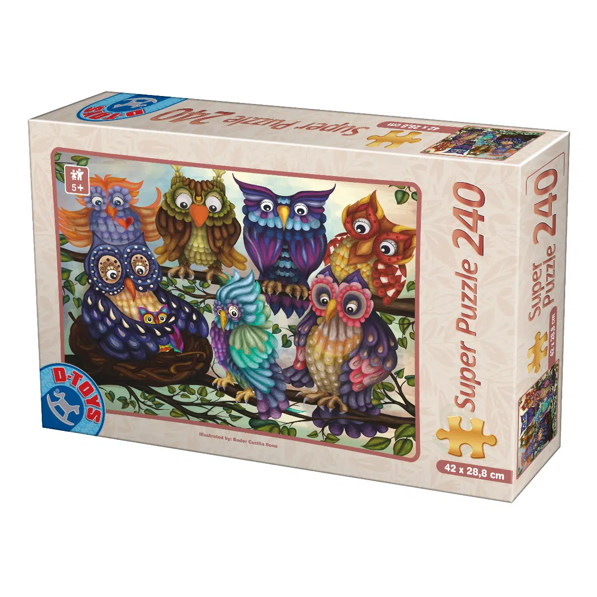 Puzzle DToys-74416 Hiboux Colorés
