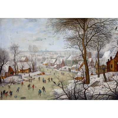 Puzzle Dtoys-76656 Brueghel Le Jeune - Winterlandscape with a Bird Traps
