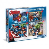  Clementoni-07722 4 Puzzles - Marvel Avengers
