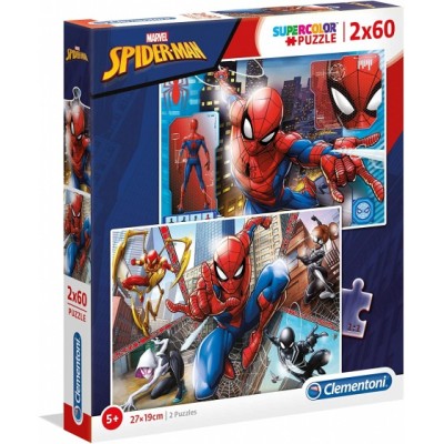 Clementoni-21608 2 Puzzles - Spiderman