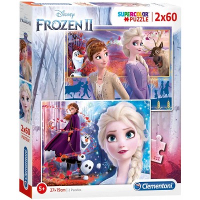 Clementoni-21609 2 Puzzles - La Reine des Neiges 2