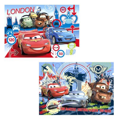 Clementoni-24699 Puzzle 2 x 20 pièces - Cars 2 : Course autour du monde