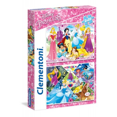 Clementoni-24751 2 Puzzles - Disney Princess