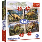  Trefl-34383 4 Puzzles - Dinosaures Interessants