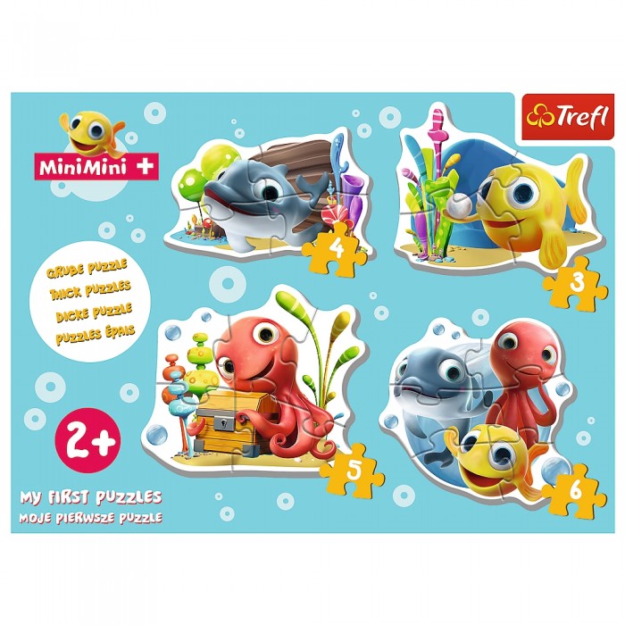 Trefl-36125 Puzzle Cadre - 4 Puzzles - Baby Classic Fish MiniMini