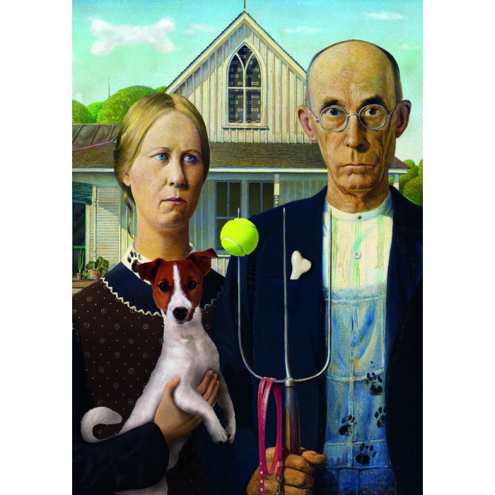 Puzzle  Trefl-37526 American Gothic : Édition Chien