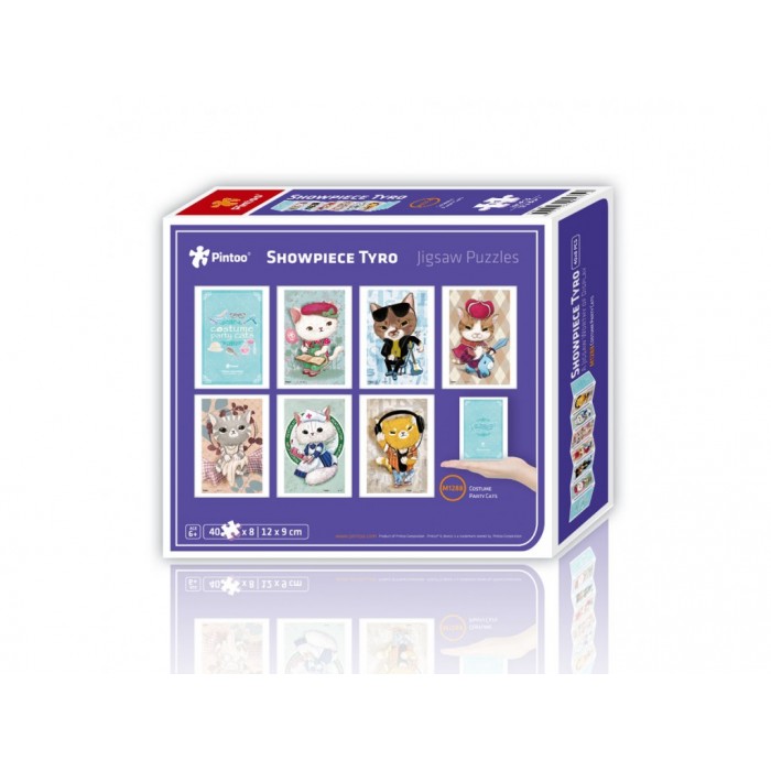  Pintoo-M1288 8 Puzzles 40 Pièces en Plastique - Showpiece - Party Cats