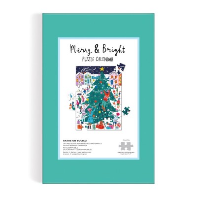 Galison-37112 Joyeux et Lumineux 12 Jours de Noël - Calendrier Puzzle de l'Avent