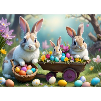Puzzle Alipson-Puzzle-F-50086 Lapins de Pâques Mignons