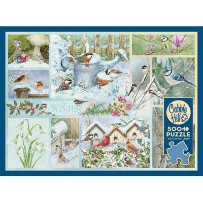Puzzle Cobble-Hill-45104 Oiseaux de Jardin en Hiver