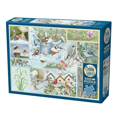 Puzzle Cobble-Hill-45104 Oiseaux de Jardin en Hiver