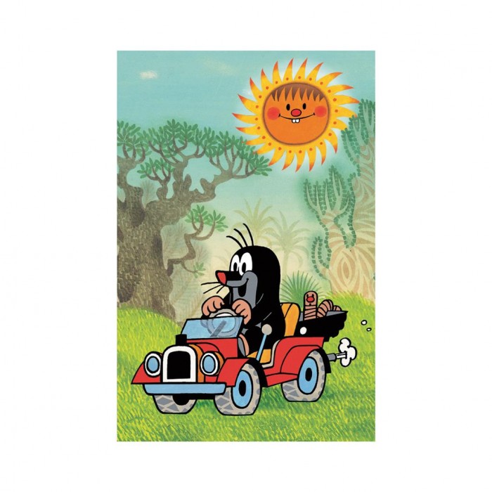  Dino-33106-VoitureRouge Mini Puzzle - La Petite Taupe : Voiture Rouge