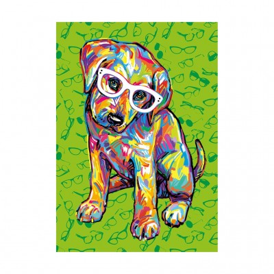 Puzzle Dino-47220 Pièces XXL - Puppy with Glasses