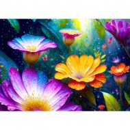 Puzzle  Enjoy-Puzzle-2130 Fleurs sous la Pluie