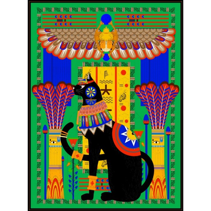 Puzzle Grafika-F-30409 Chat Egyptien - Vert