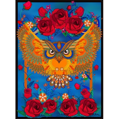 Puzzle Grafika-F-30414 Owl & Roses
