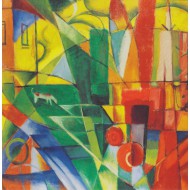 Puzzle  Grafika-T-02238 Franz Marc : Landschaft mit Haus, Hund und Rind, 1914