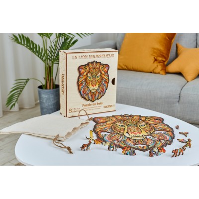 Harmandi-Puzzle-90086 Puzzle en Bois - Le Lion Majestueux