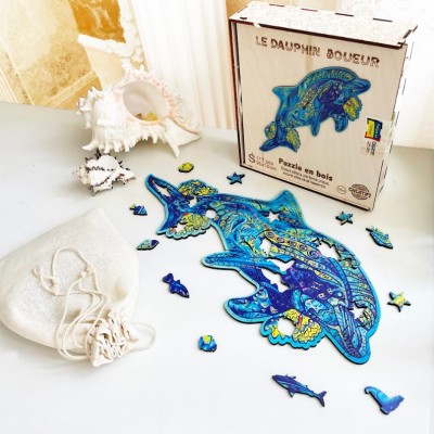 Harmandi-Puzzle-90543 Puzzle en Bois - Dauphin Joueur