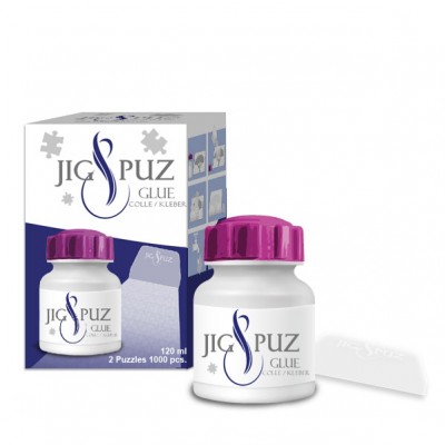 Jig-and-Puz-80019 Colle 120 ml pour 2 Puzzles 1000 Pièces avec Spatule