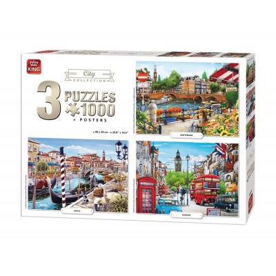 King-Puzzle-05205 3 Puzzles - City Collection