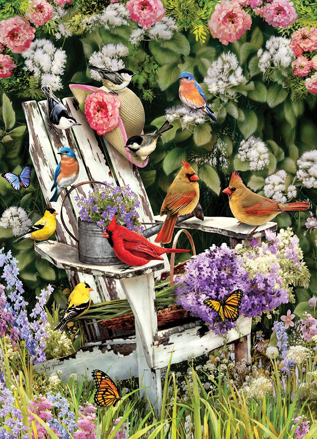 Oiseaux dete sur la Chaise de Jardin