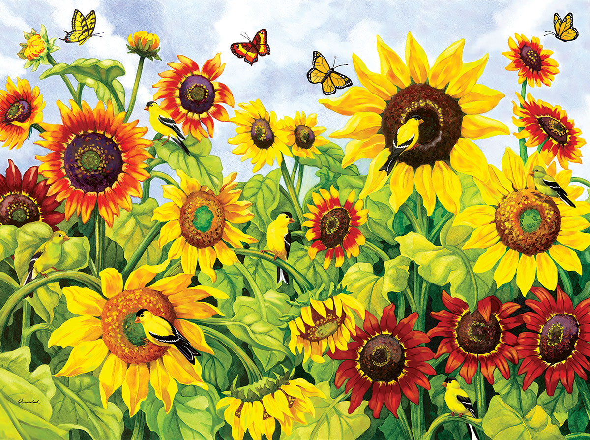 Nancy Wernersbach Sunflowers Goldfinches