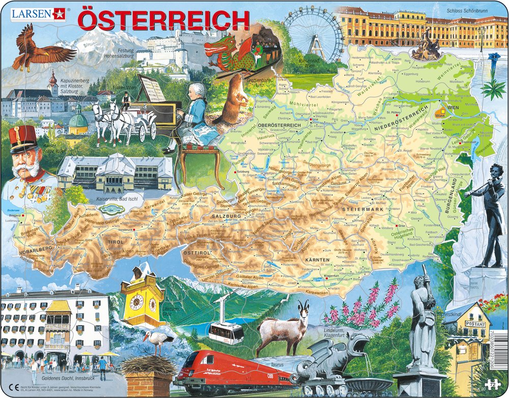 Puzzle Cadre Carte de lAutriche en Autrichien