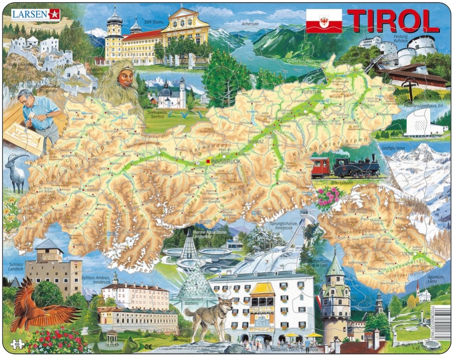 Puzzle Cadre Carte du Tirol en Autrichien