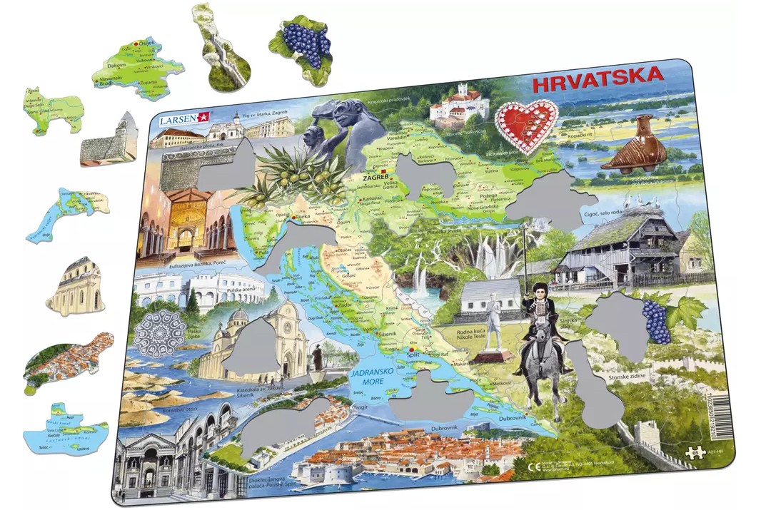 Puzzle Cadre - Carte de la Croatie et ses Centre d'interets (en Croate)