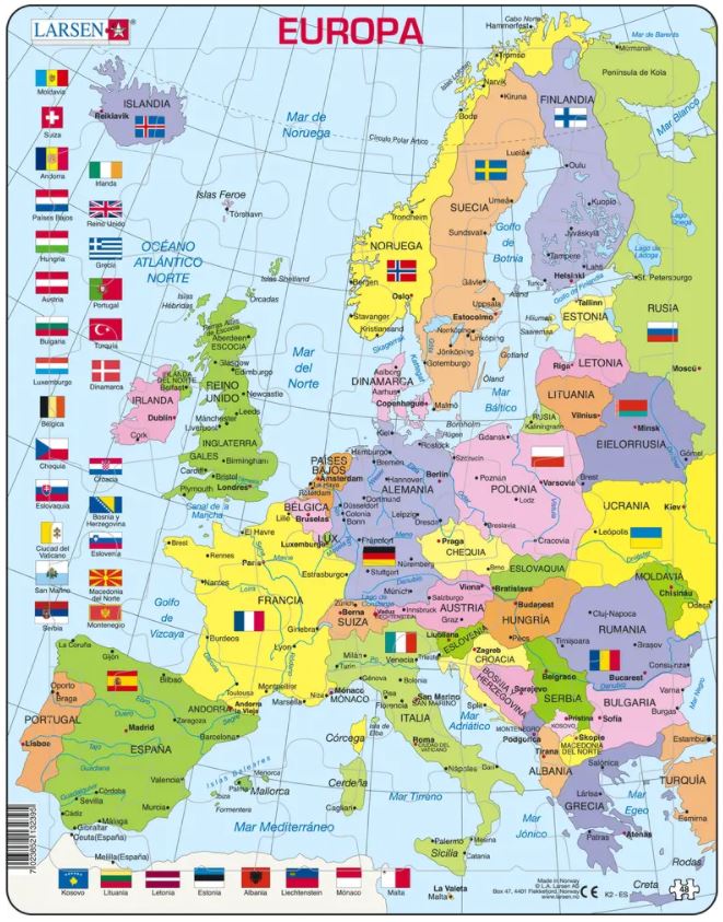 Puzzle Cadre - Carte Politique de l'Europe (Espagnol)