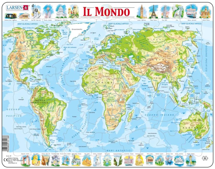 Puzzle Cadre - Carte Politique du Monde (Italien)