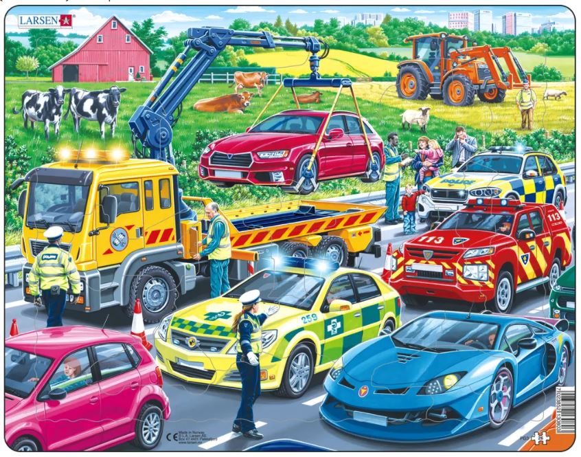 Puzzle Cadre - Vehicules de Secours sur l'Autoroute