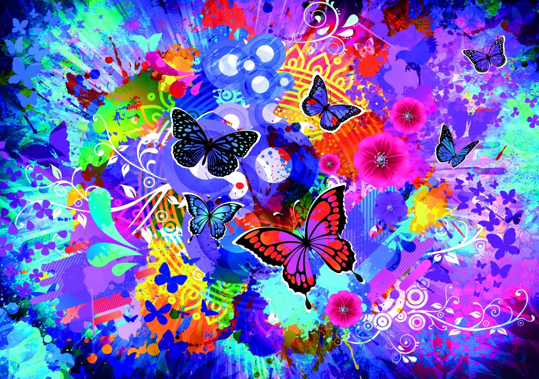 Fleurs et Papillons Colorés
