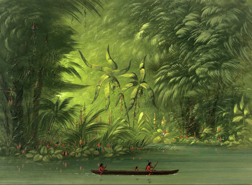 George Catlin : Entree dans une lagune, rive de l'Amazonie, 1854-1869