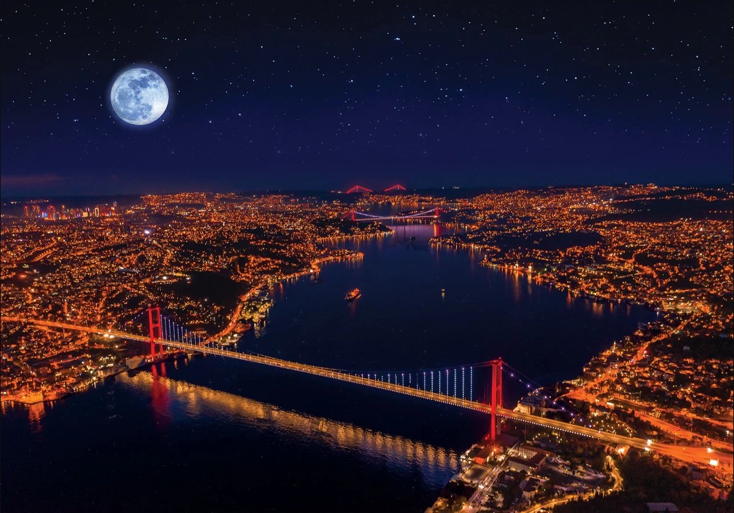 Neon Puzzle Three Bridges Bosphorus