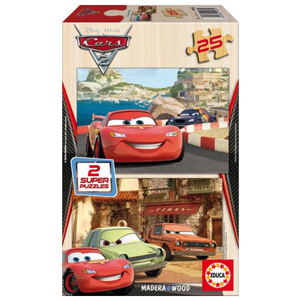 2 Puzzles en bois - Cars 2, Flash McQueen, Grem et Acer