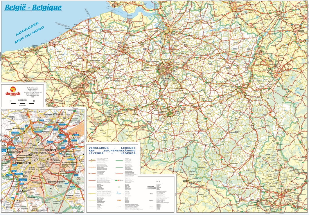 Carte routiere de la Belgique